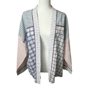 Anthropologie Conditions Apply Hand Woven Patchwork Cotton Kimono Jacket M/L